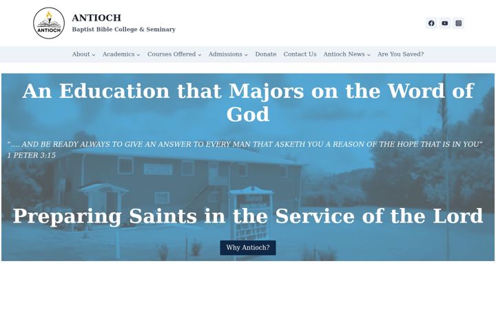 Screenshot stránky antiochseminary.org