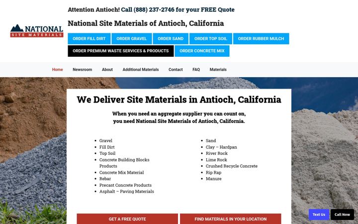 Screenshot of antiochsitematerials.com