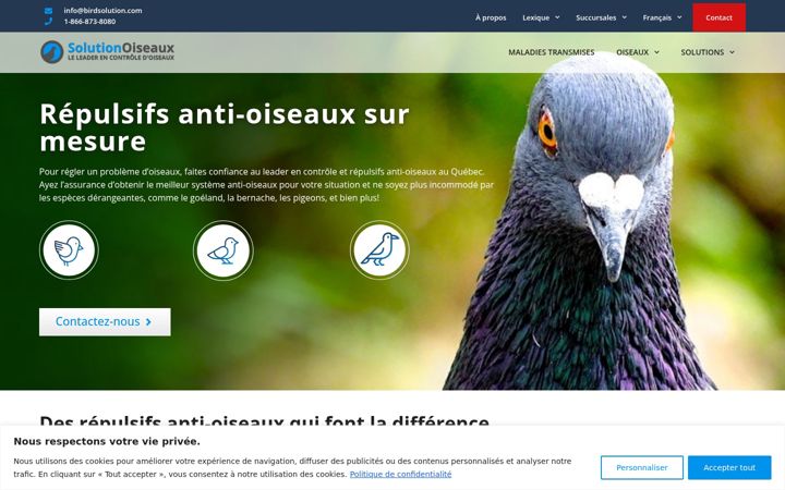 Screenshot stránky antioiseaux.ca
