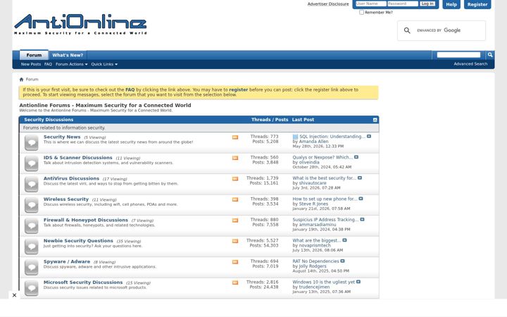 Screenshot of antionline.com