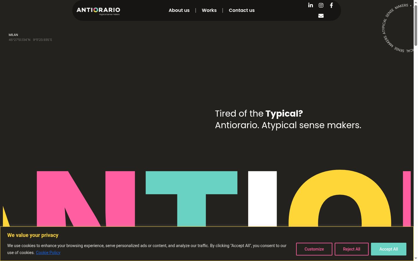 Screenshot del banner di consenso mostrato prima di qualsiasi interazione