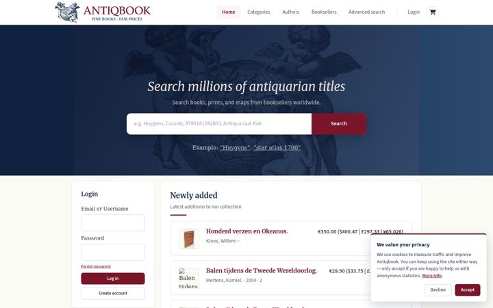 Screenshot of antiqbook.com
