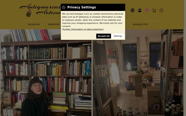 Screenshot of antiquariat-artemis.de