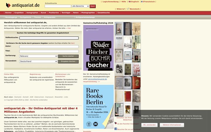 Screenshot of antiquariat.de