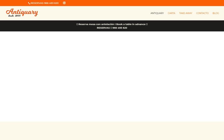 Posnetek zaslona antiquaryrestaurante.com