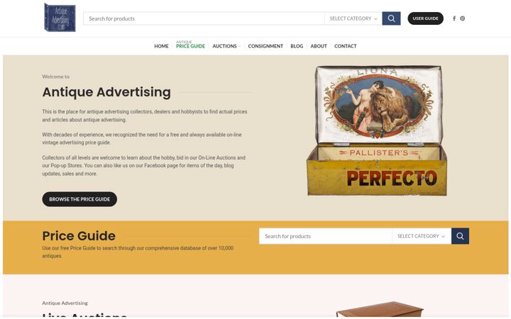 Screenshot of antiqueadvertising.com