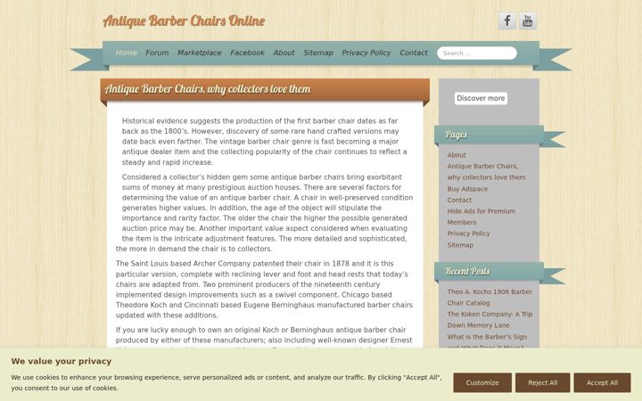 Screenshot of antiquebarberchairs.net