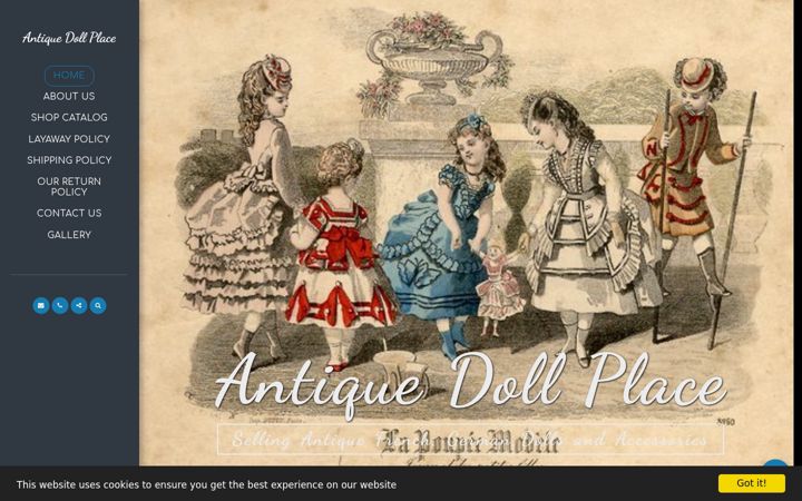 Screenshot of antiquedollplace.com