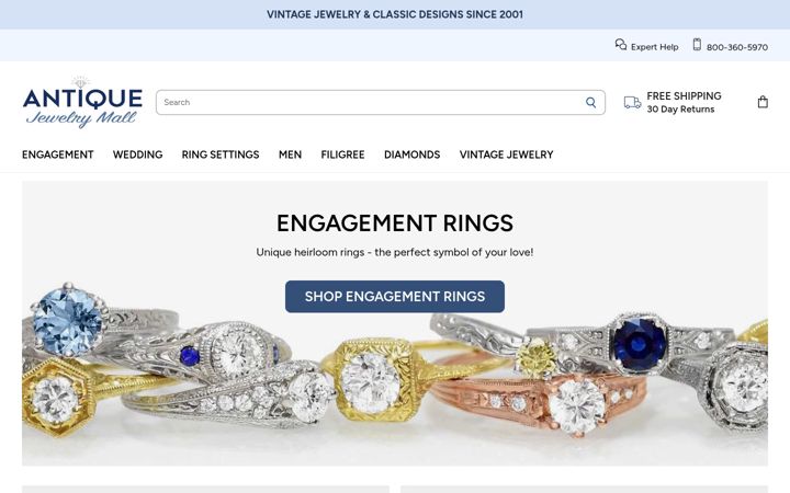 Screenshot of antiquejewelrymall.com