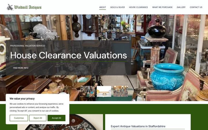 Screenshot of antiquevaluationstaffordshire.co.uk