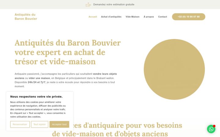 Screenshot of antiquitesdubaronbouvier.be