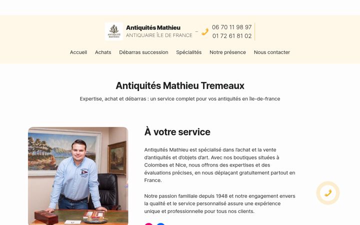 Screenshot of antiquitesmathieu.fr