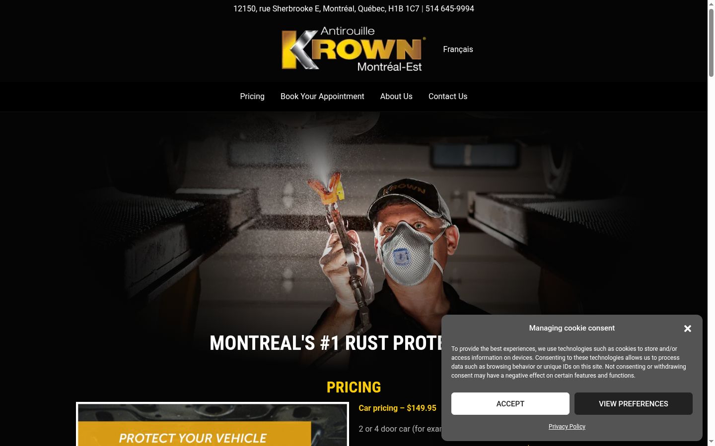Screenshot of the consent banner shown before any interaction