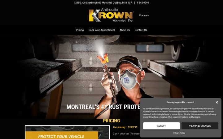 Screenshot of antirouillekrownmontrealest.com