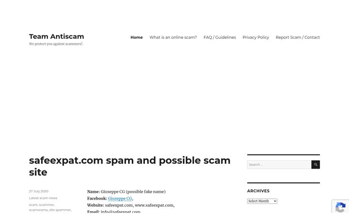 Screenshot of antiscam.nl