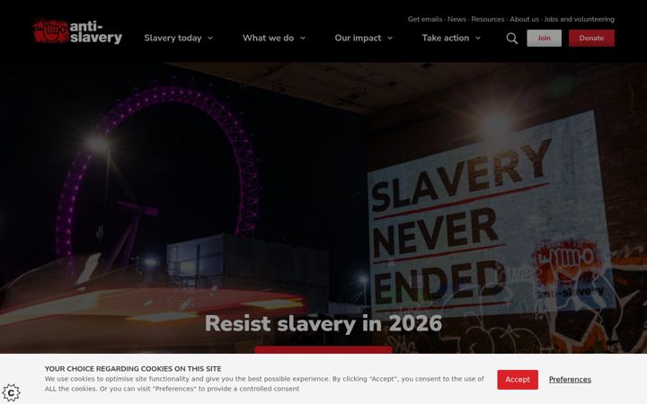 Screenshot of antislavery.org
