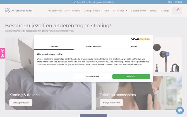 Screenshot ta' antistralingshop.nl