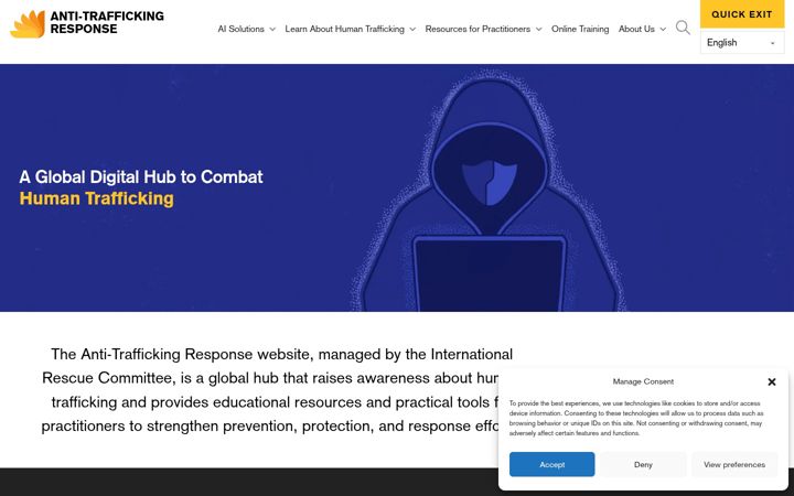 Screenshot of antitraffickingresponse.org