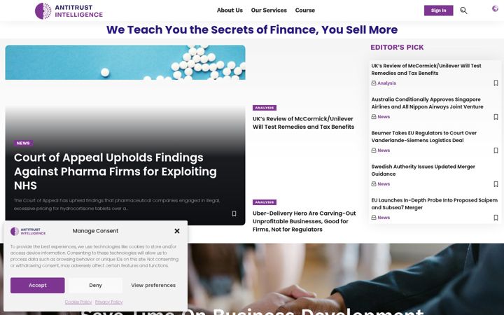 Screenshot of antitrust-intelligence.com