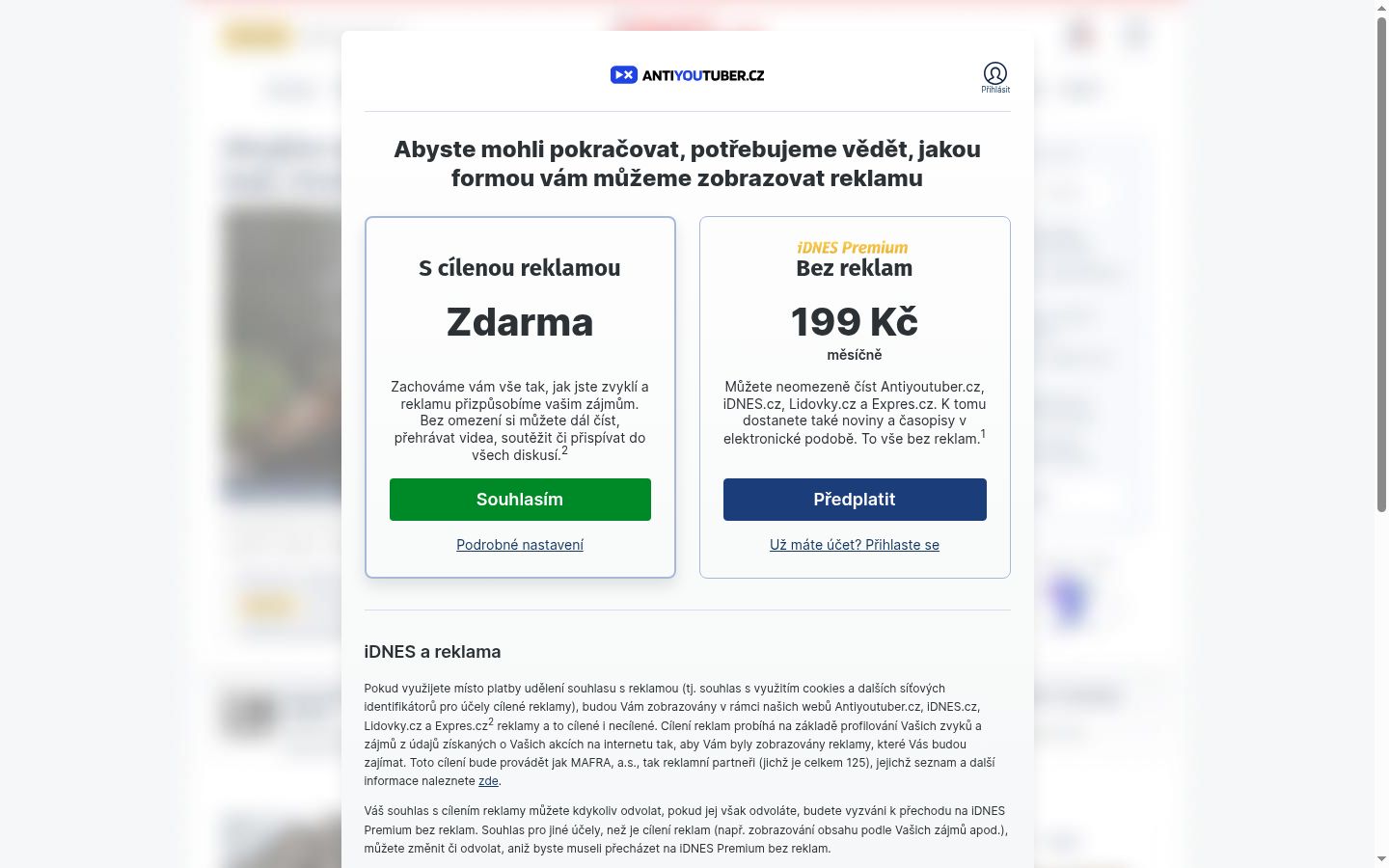 Ekrānuzņēmums ar piekrišanas baneri, kas tika rādīts pirms jebkādas mijiedarbības