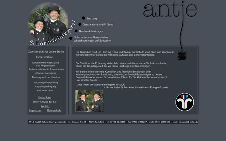 Екранна снимка на antje-schornsteinfegerin.de
