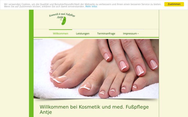 Screenshot of antjes-kosmetik-fusspflege.de