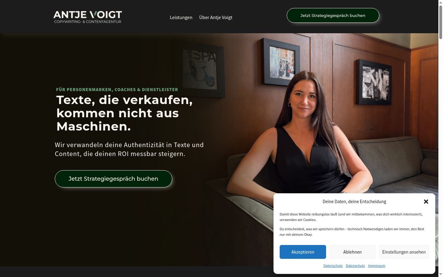 Screenshot of the consent banner shown before any interaction