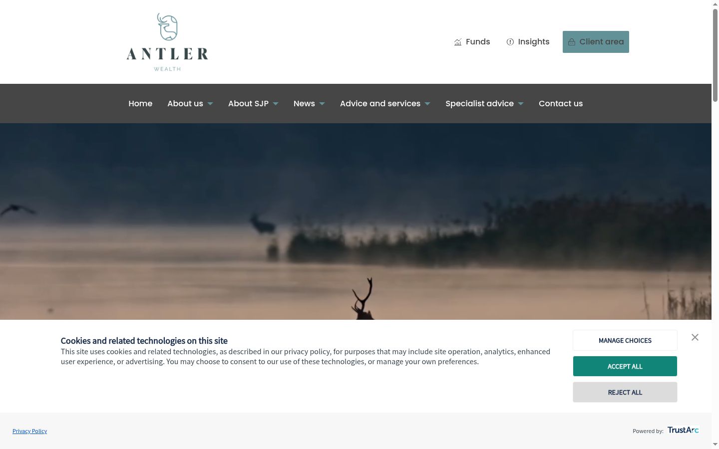 Screenshot des Einwilligungsbanners vor jeglicher Interaktion