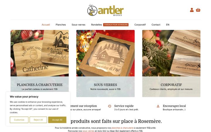 Screenshot van antlerworks.ca