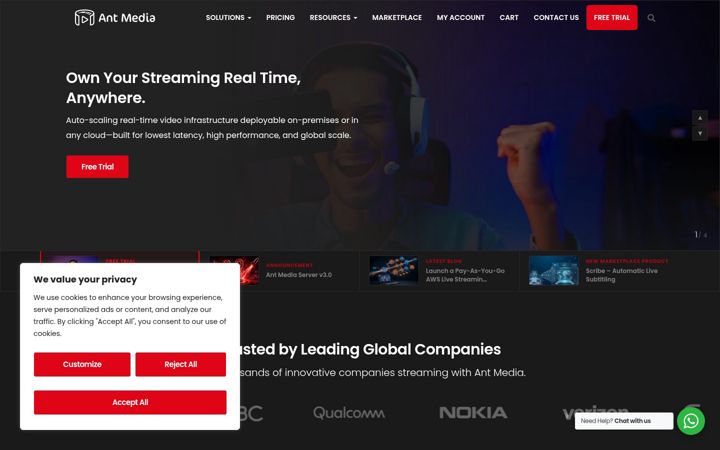 Screenshot of antmedia.io