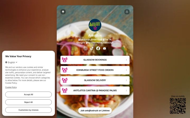 Screenshot of antojitos.uk