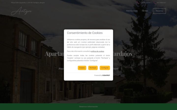 Screenshot of antojostardajos.es