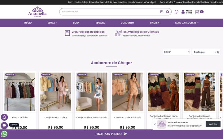 Screenshot of antonellaatacado.com.br