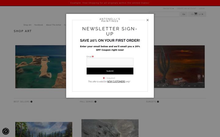 Screenshot of antonellispaintings.com