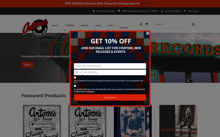 Screenshot of antonesrecordshop.com