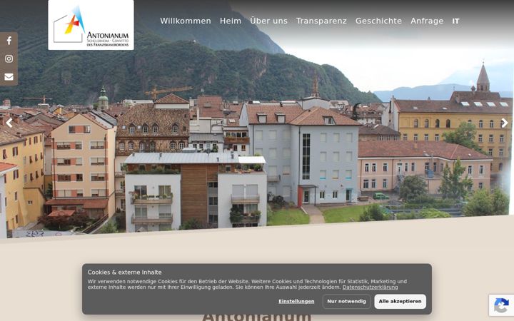 Screenshot of antonianum.bz.it