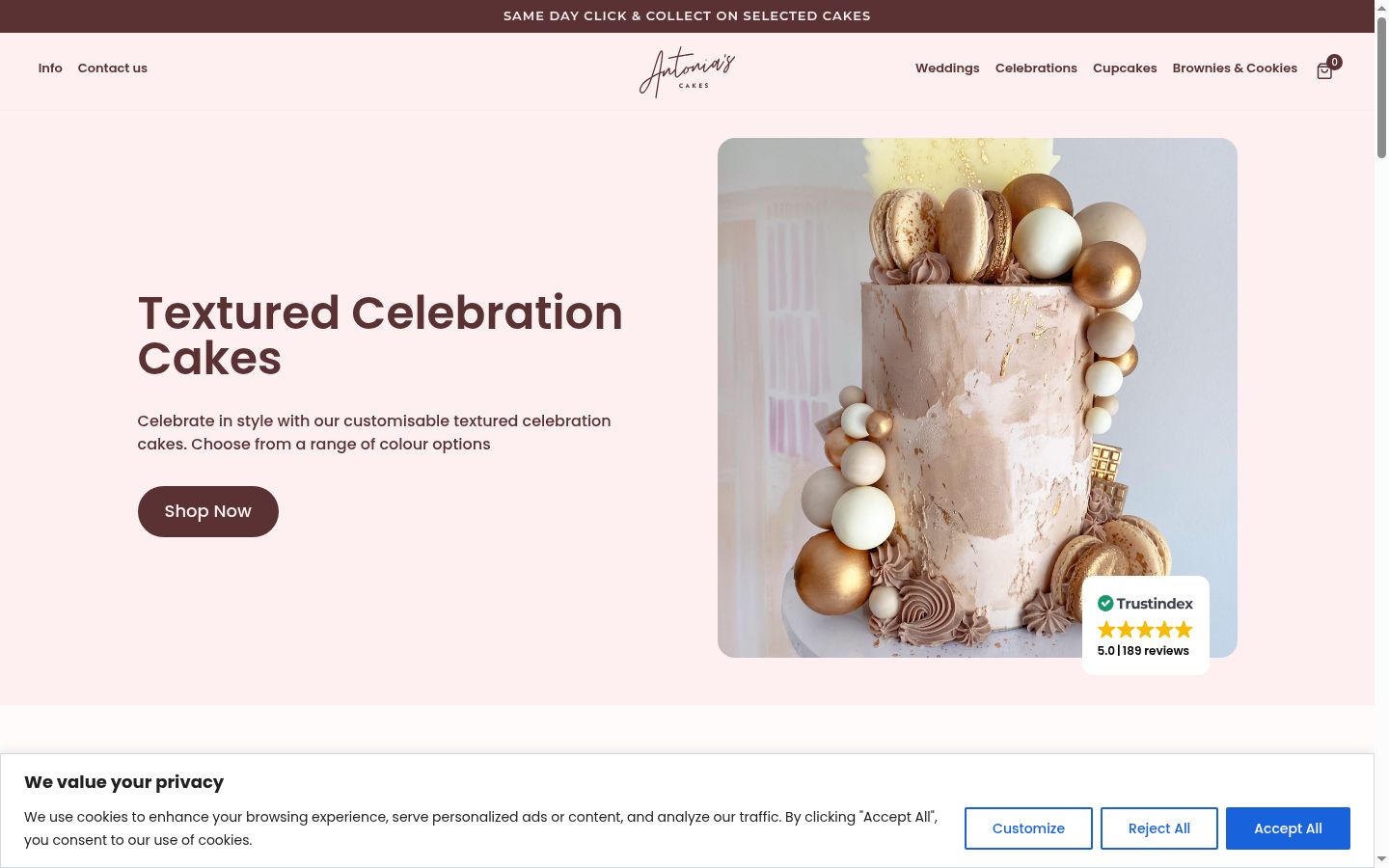 Screenshot of the consent banner shown before any interaction
