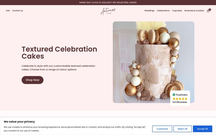 Screenshot of antoniascakes.online
