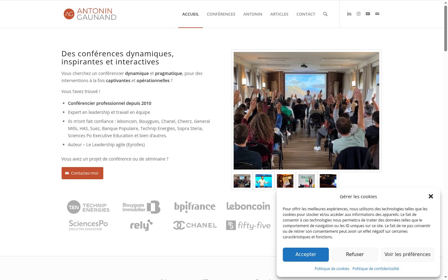 Screenshot del banner di consenso mostrato prima di qualsiasi interazione