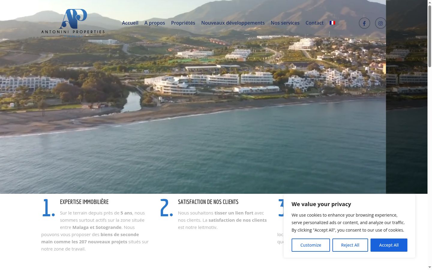 Screenshot del banner di consenso mostrato prima di qualsiasi interazione
