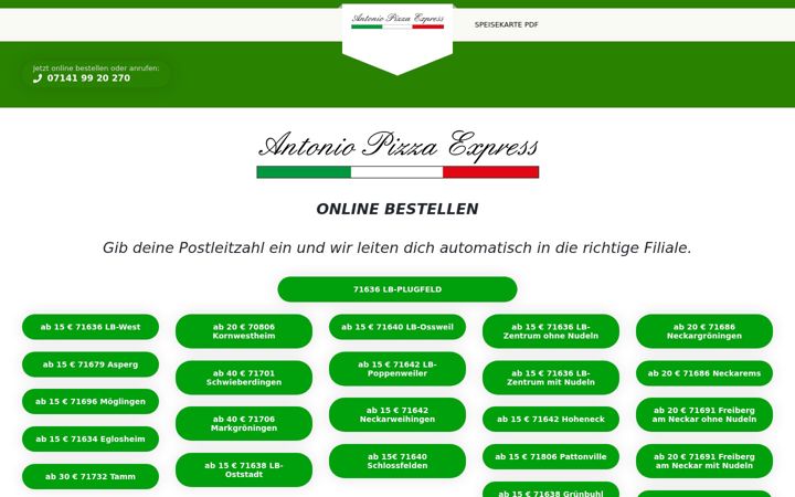 Screenshot of antonio-pizzaexpress.de