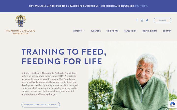 Screenshot van antoniocarlucciofoundation.org