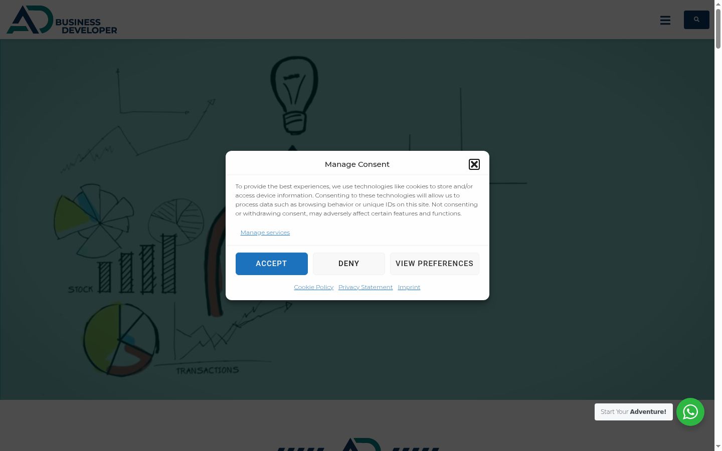 Screenshot of the consent banner shown before any interaction