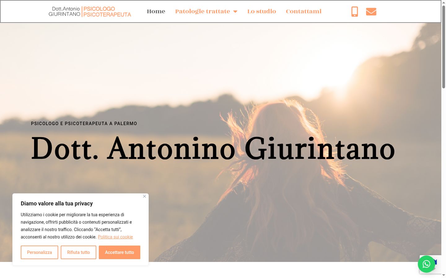 Screenshot del banner di consenso mostrato prima di qualsiasi interazione