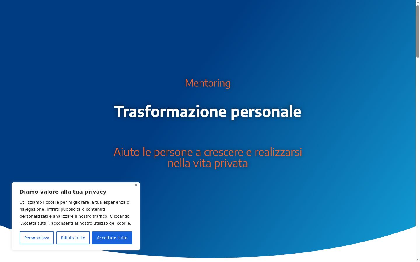 Screenshot del banner di consenso mostrato prima di qualsiasi interazione
