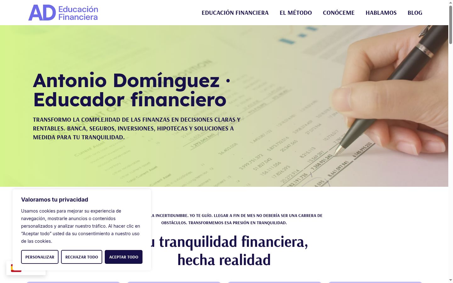 Screenshot of the consent banner shown before any interaction