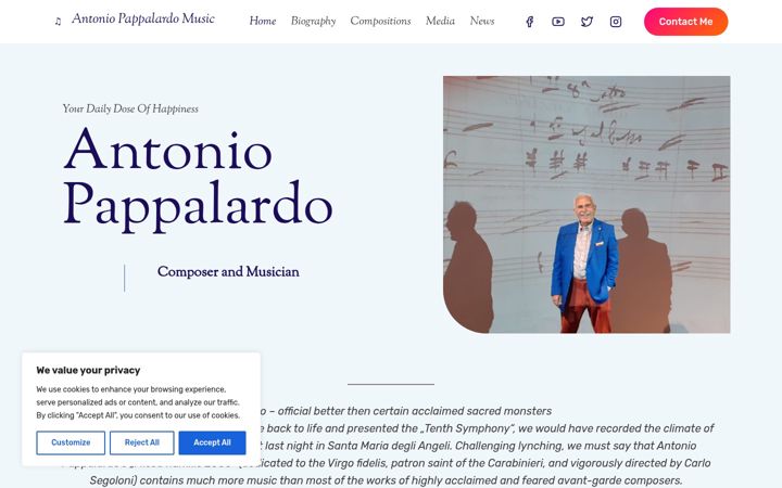 Screenshot of antoniopappalardomusic.org