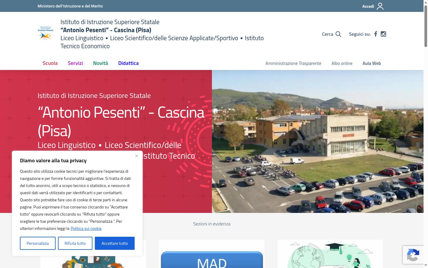 Screenshot del banner di consenso mostrato prima di qualsiasi interazione