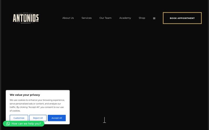 Screenshot of antoniosbarber.com