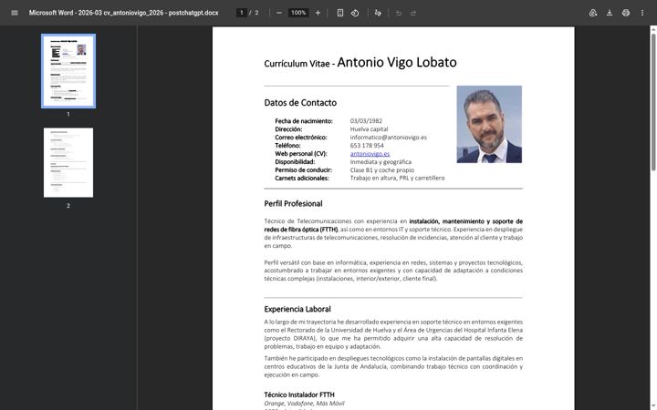 Screenshot of antoniovigo.es